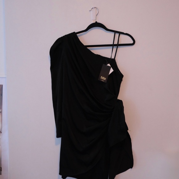 AIDAN MATTOX  One-Shoulder Puff-Sleeve Dress - Picture 4 of 12
